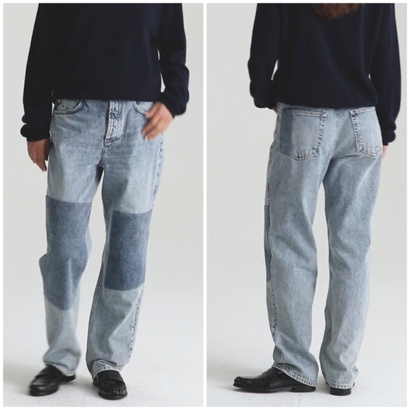 NWT AG Adriano Goldschmied Cloved Patched Jeans Nomad Straight Leg Sz 31 - Picture 1 of 13